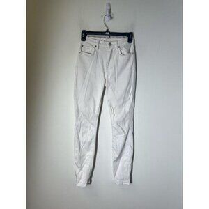 7 for All Mankind White Cotton Blend Skinny Jeans Sz 24